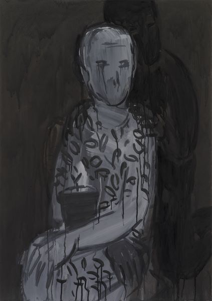 Black Tears, 2002, Acrylic Ink on paper, 100x71cm